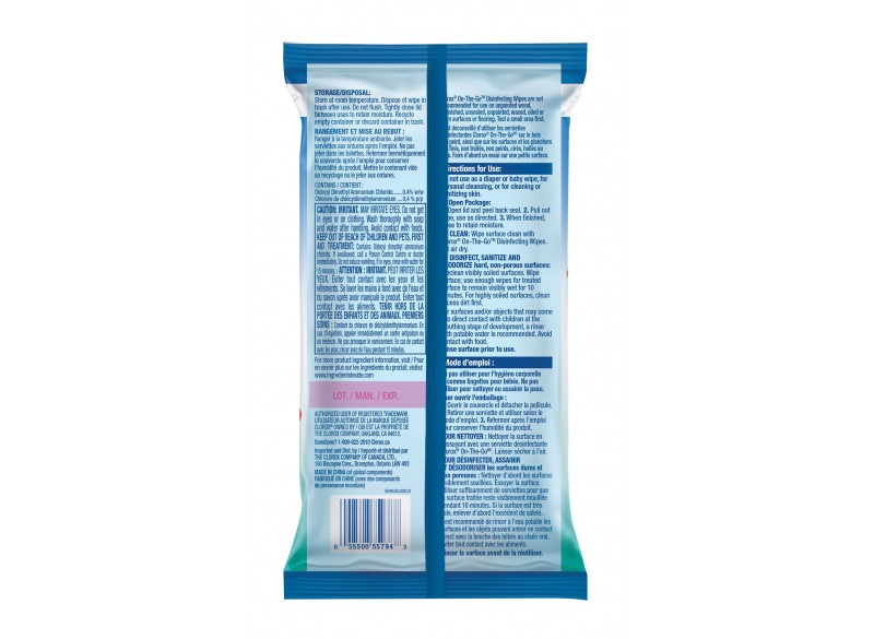 Disinfecting Wipes - Clorox On-The-Go - Fresh Meadow - 30 Wipes per Dispenser - Products for use against coronavirus (COVID-19)