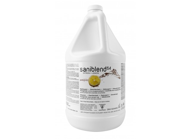 Saniblend - Cleaner - Deodorizer - Disinfectant - Concentrated - Lemon - 1.06 gal (4 L) - Safeblend S64LGW4 - Disinfectant for use against coronavirus (COVID-19) DINn. 02344912