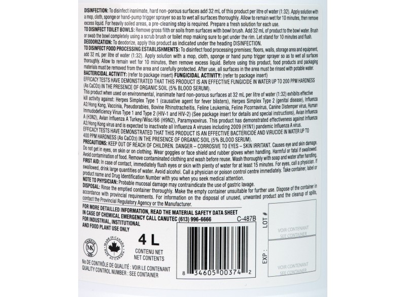 Saniblend 32 - Cleaner - Deodorizer - Disinfectant - Concentrated - Lemon - 1.06 gal (4 L) - Safeblend S32L G04 - Disinfectant