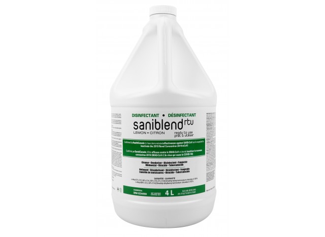 Saniblend RTU- Cleaner - Deodorizer - Disinfectant - Ready to Use - Lemon - 1.06 gal (4 L) - Safeblend SRTLGN4 - Disinfectant for use against coronavirus (COVID-19) DINn. 02344904