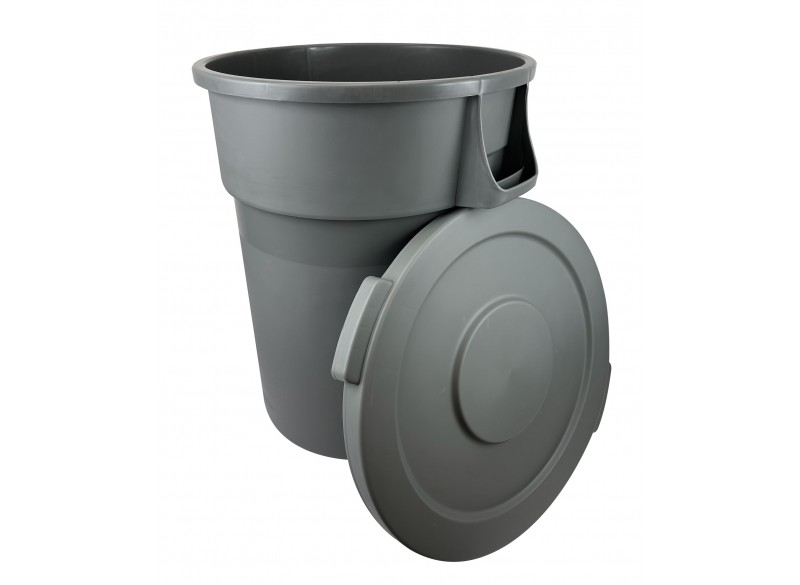 Round Trash Garbage Can Bin - 44 gal  (167 L) - Grey