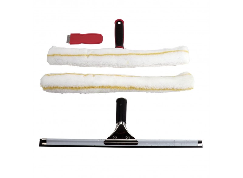 Window Washer Kit 18" (45,7 cm) - Strip Washer and Handle - Squeegee - Scraper - Spare Strip Washer