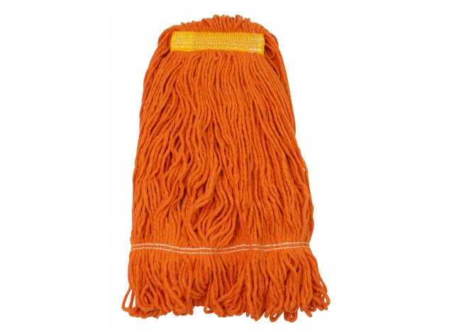 Tête de vadrouille / moppe synthétique de rechange - humide pour laver - bout bouclé - 680 g (24 oz) - orange