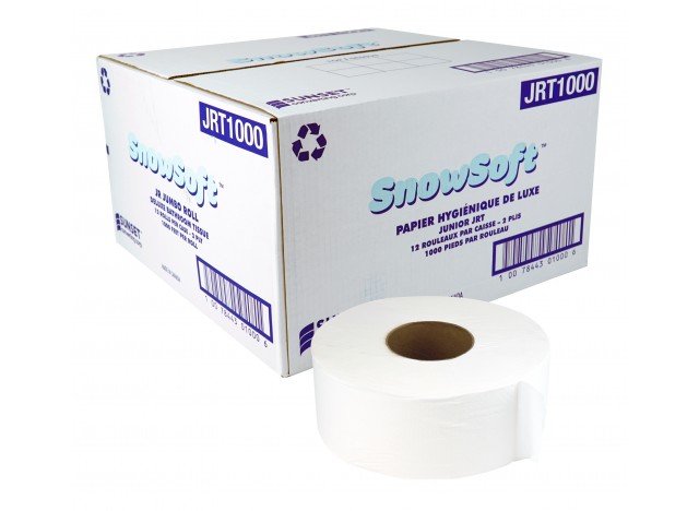 Deluxe Bathroom Tissue virgin SUNSET Snow Soft - 2-ply - 1000' per Rolls - 12 Rolls per Box - SUNSET JRT1000