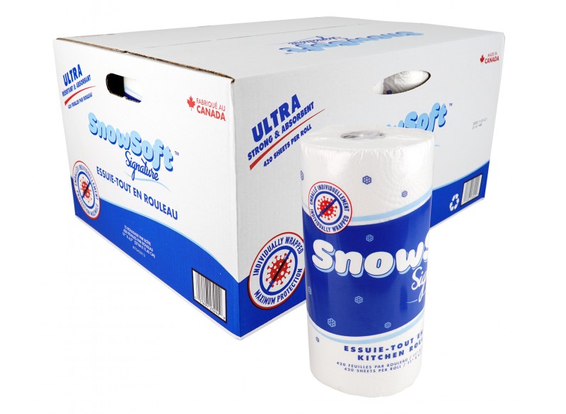 Paper Towel Snow Soft Signature - 2-ply - Box of 12 Rolls of 420 Sheets - 11'' x 4,5'' - 1X420SS