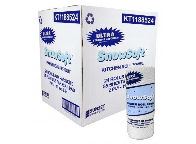 Paper Towel SUNSET Snow Soft - 2-Ply - Box of 24 Rolls of 85 Sheets - 11" X 8" - 7085