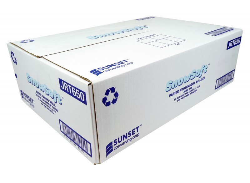 Snow Soft Mini JRT Toilet Tissue by Snow Soft - 2.5 core - 2 ply - 12 rolls per case - 650 feet per roll - made in Canada - JRT650