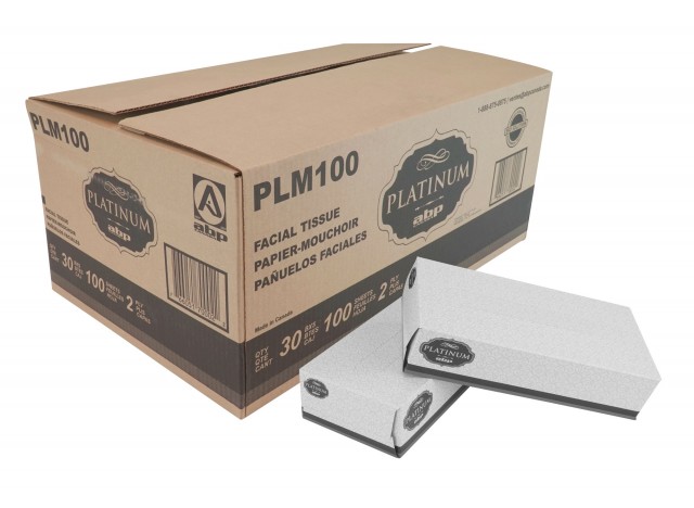 Papier mouchoir - 2 épaisseurs - 30 boîtes de 100 feuilles - blanc - PLM100