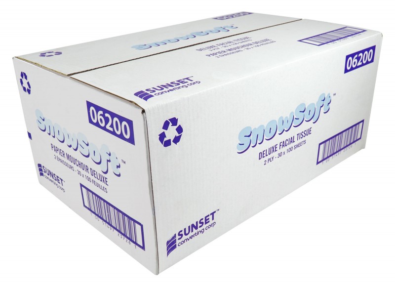 Facial Tissue - 2-ply - 30 Boxes of 100 Facial Tissues - White - SUNF10030