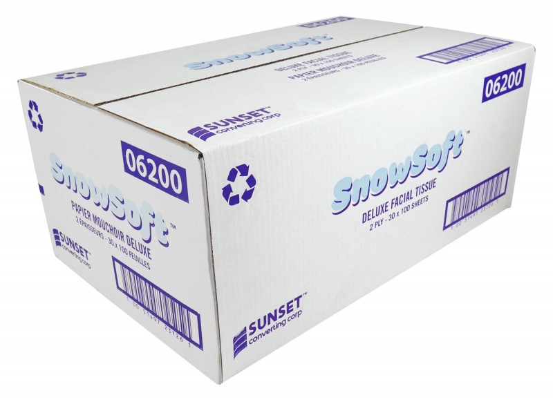 Papier mouchoir - 2 épaisseurs - 30 boîtes de 100 feuilles - Snow Soft - blanc - SUNF10030