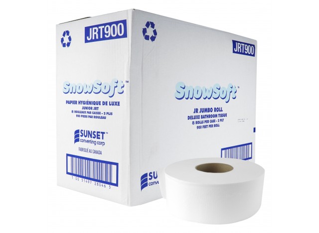 Papier hygiénique de luxe - 2 plis - boîte de 8 rouleaux de 900' - SUNSET Snow Soft JRT900