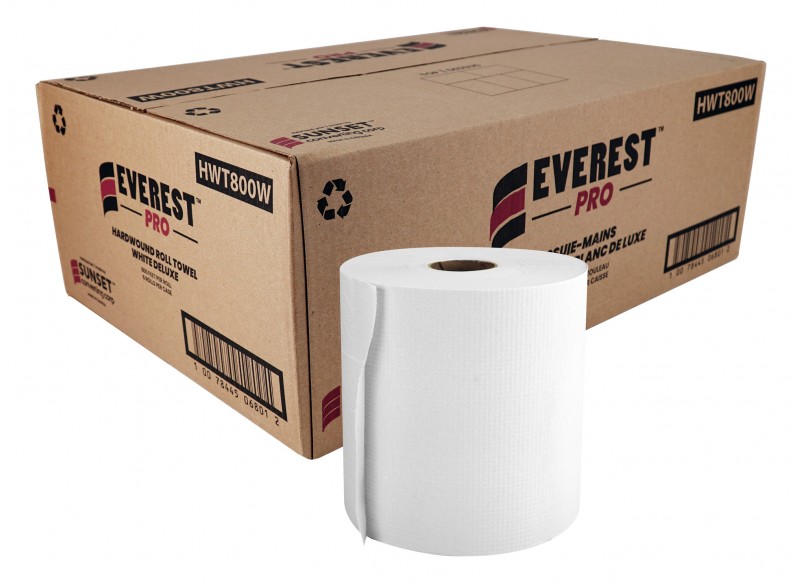 Hand Paper Towel - Roll of 800' (243,8 m) - Box of 6 Rolls - White - SUN800W