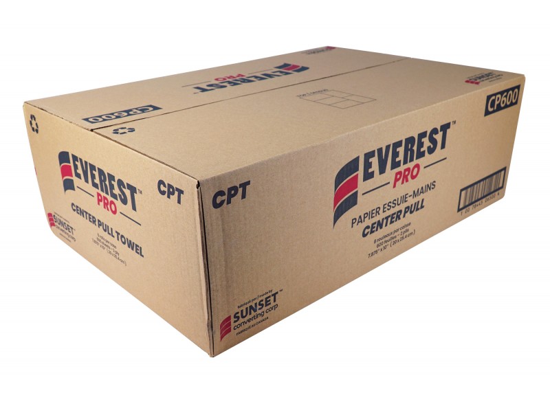 Central Pull Hand Paper Towel - 2-ply - 7,8" (20 cm) Width - 600 Sheets - 8 Rolls per Box - White - SUNSET Everest Pro CP600