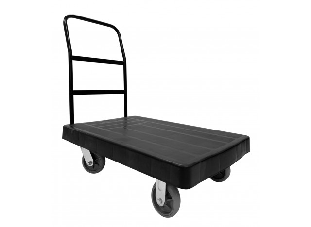 Black Platform Cart - 3' x 2' Surface - Sturdy Metal Handle - Wheels with Brakes