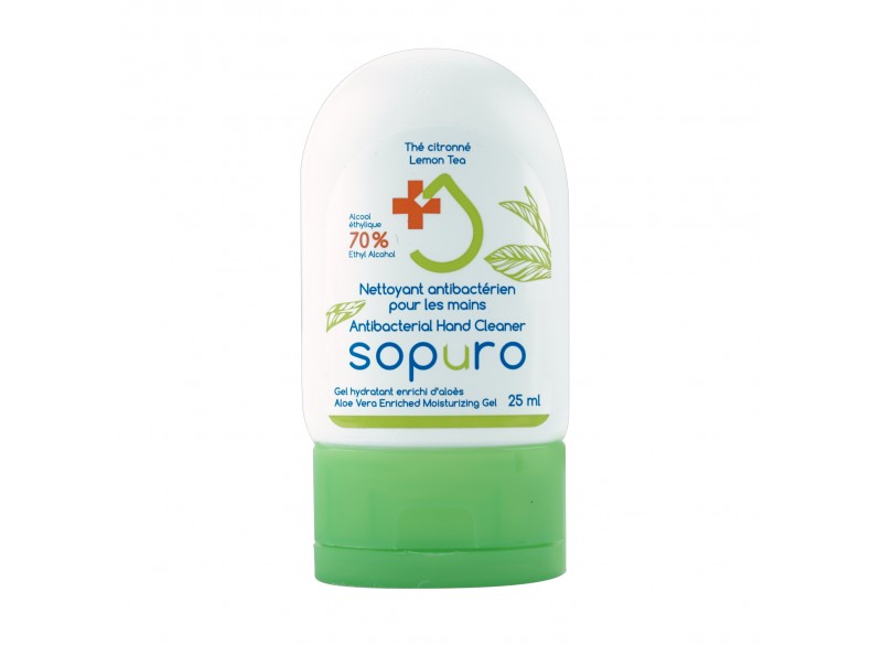 Sopuro Antibacterial Hand Wash - Lemon Tea Fragrance - Moisturizing Gel with Aloe - Pocket Size (25 ml)