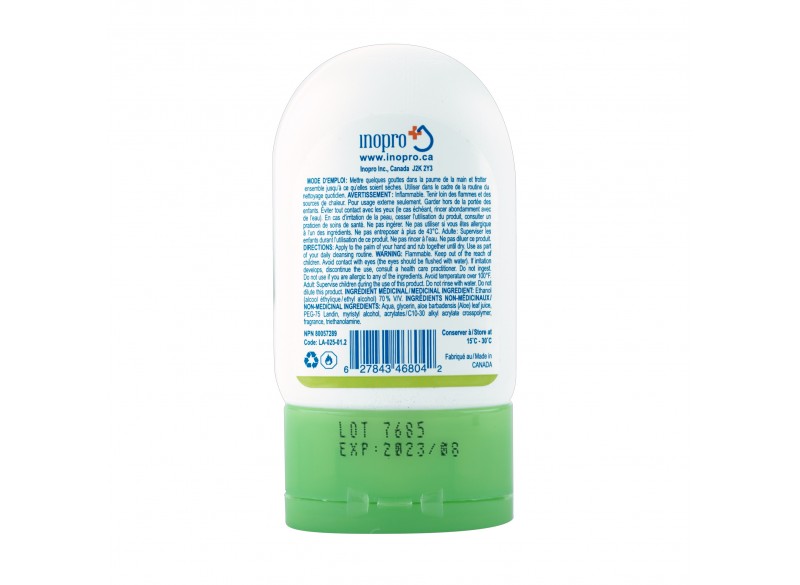 Nettoyant antibactérien pour les mains de Sopuro - fragrance de thé citronné - gel hydratant enrichi d'aloès - format de poche (25 ml)