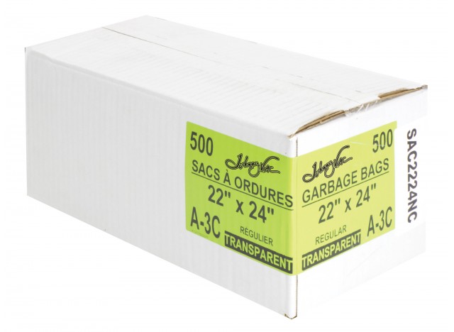 Sacs à poubelle / ordures commercial - régulier - 22" x 24" (55,8 cm x 60,9 cm) - clair - boîte de 500