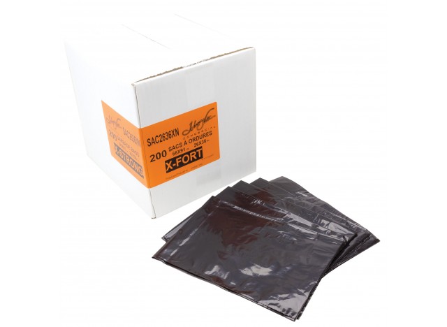 Commercial Garbage / Trash  Bags - Extra Strong - 26" x 36" (66 cm x 91.6 cm) - Black - Box of 200