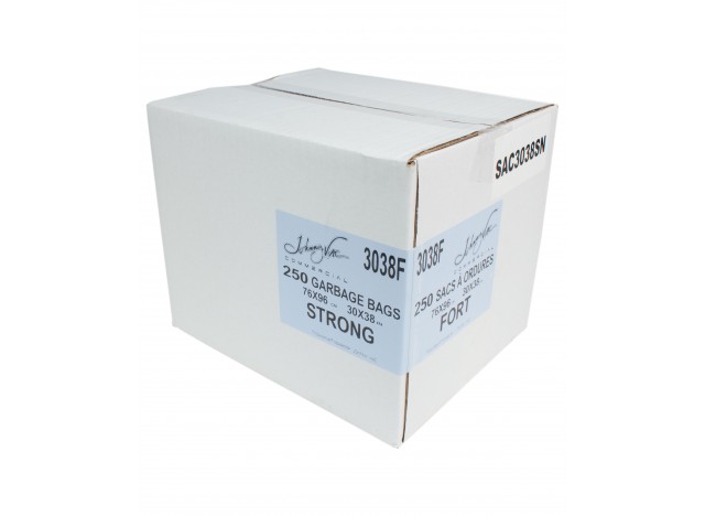 Commercial Garbage / Trash Bags - Strong - 30" X 38" (76.2 cm x 96.5 cm) - Black - Box of 250