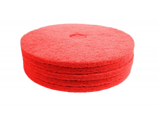 Tampons pour polisseuse à plancher - pour lustrer et vaporiser/polir - 18" (45,7 cm) - rouge - boîte de 5 - 66261054277