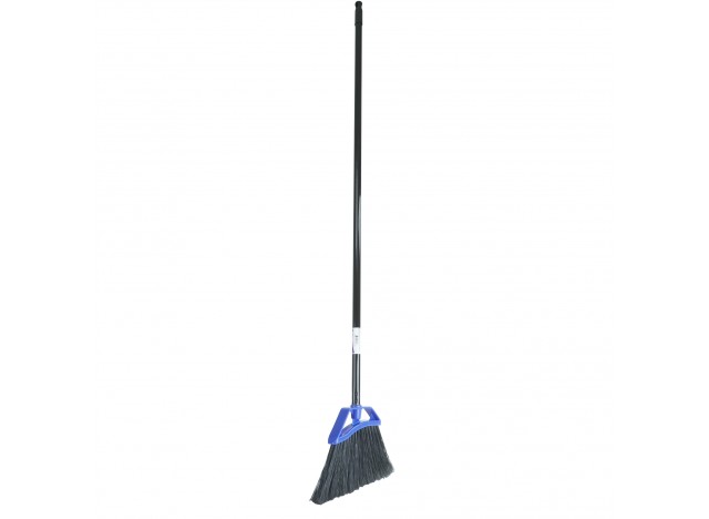 Angle Broom - 10 " (25,4 cm) Cleaning Path - 48" (122 cm) Metal Handle - Black
