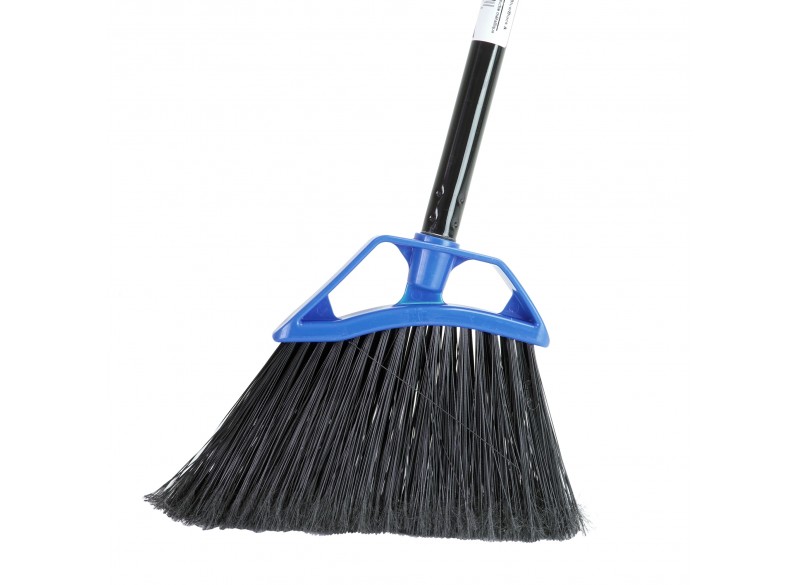 Angle Broom - 10 " (25,4 cm) Cleaning Path - 48" (122 cm) Metal Handle - Black