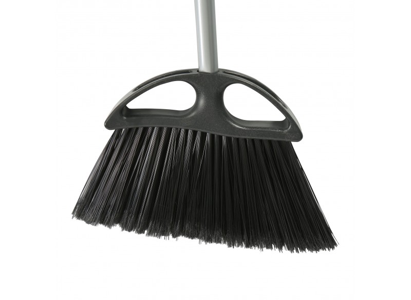 Angle Broom - 12" (30,5 cm) Cleaning Path - 48" (122 cm) Metal Handle - Grey