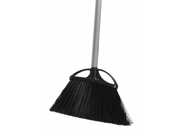 Angle Broom - 13" (33,2 cm) Cleaning Path - 48" (122 cm) Metal Handle - Grey