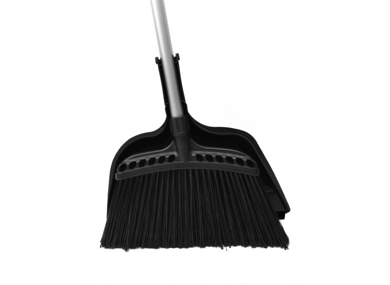 Combo - Angle Broom - 16" (40.6 cm) Cleaning Path - 48" (122 cm) Metal Handle - Black - 12" (30.5 cm) Dust Pan - Snap On - Black