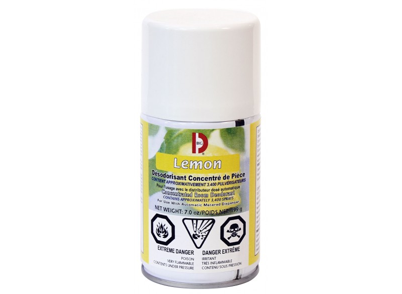 Désodorisant concentré en aérosol - dose mesurée - citron - 3400 jets - 7 oz (199 g) - Big D 451