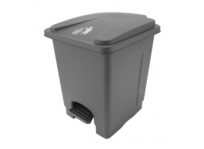 Dustbin with lid and foot pedal - 15 L - Grey - Aspirateurs LL INC