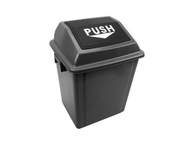 Trash Garbage Can Bin with Swing Lid - 6.6 gal (25 L) - Black and Grey
