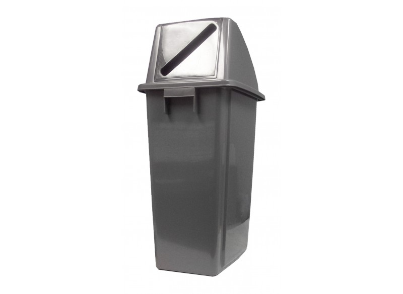 Trash Garbage Can Bin for Recycling - Slot Cover - 16 gal (60 L) - BIN60PF - Grey