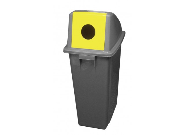 Poubelle pour le  recyclage avec couvercle adapté pour les bouteilles - 15,8 gal  (60 L) - BIN60PR - grise et jaune