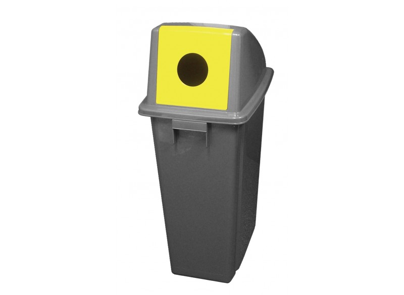 Waste Bin for Recycling with Lid Suitable for Bottles - 15,8 gal  (60 L) - BIN60PR - Grey and Yellow