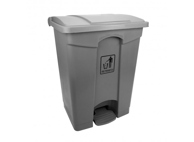 Trash Garbage Can Bin with Lid and Pedal - 17 gal (68 L) - Grey