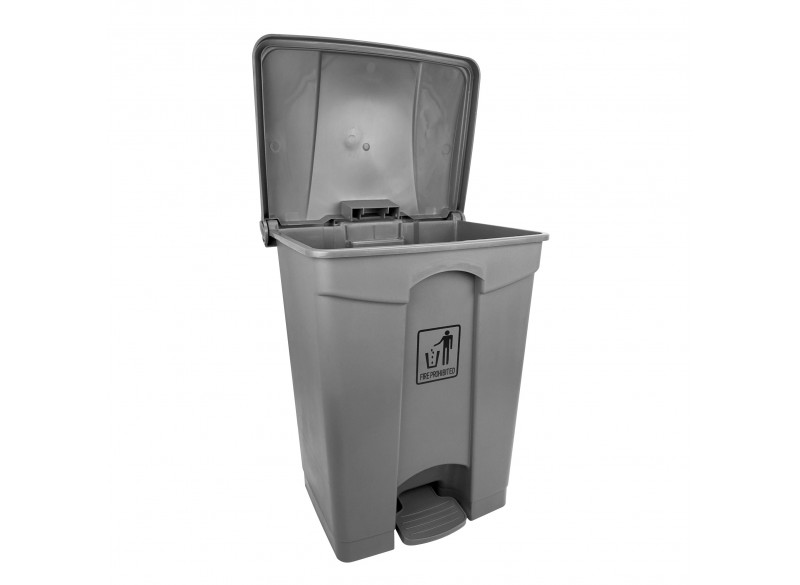 Trash Garbage Can Bin with Lid and Pedal - 17 gal (68 L) - Grey