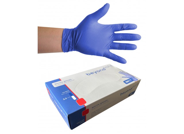 Nitrile Disposable Gloves - 3.2 mm - Powder-Free - Finger-Textured - Transform 100 - Blue - Large Size - Aurelia 9889A8 - Box of 100
