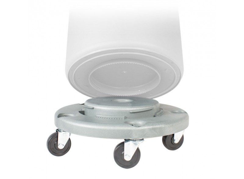 5-Wheel Dolly for Round Garbage Can - Light Grey