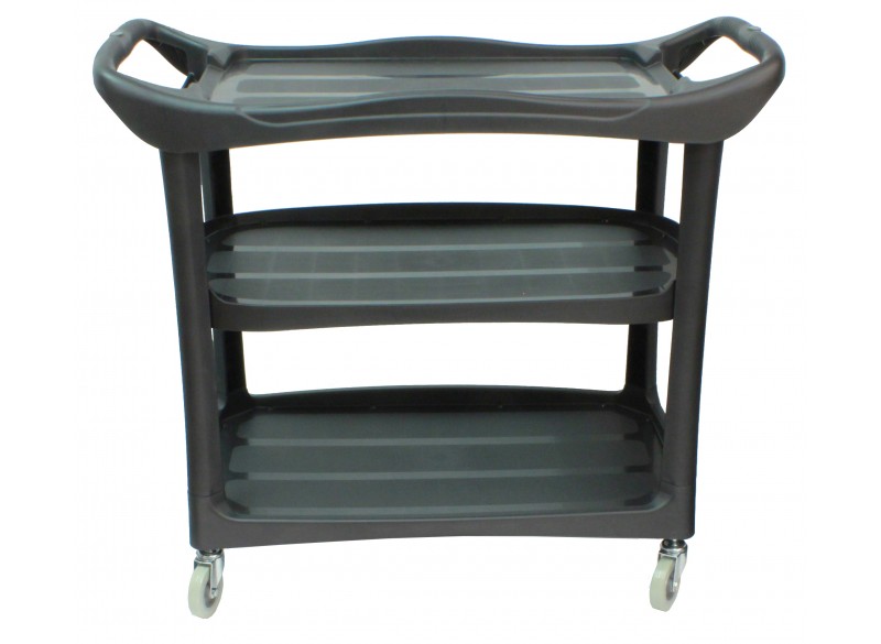 Service / Utility Cart - 3 Shelves - 4 Swivel Casters / Wheels - Rubbermaid - Black