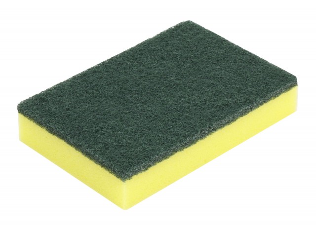 Éponge à récurer à l'unité - 4'' x 6'' (10,2 cm x 15,2 cm) - verte et jaune