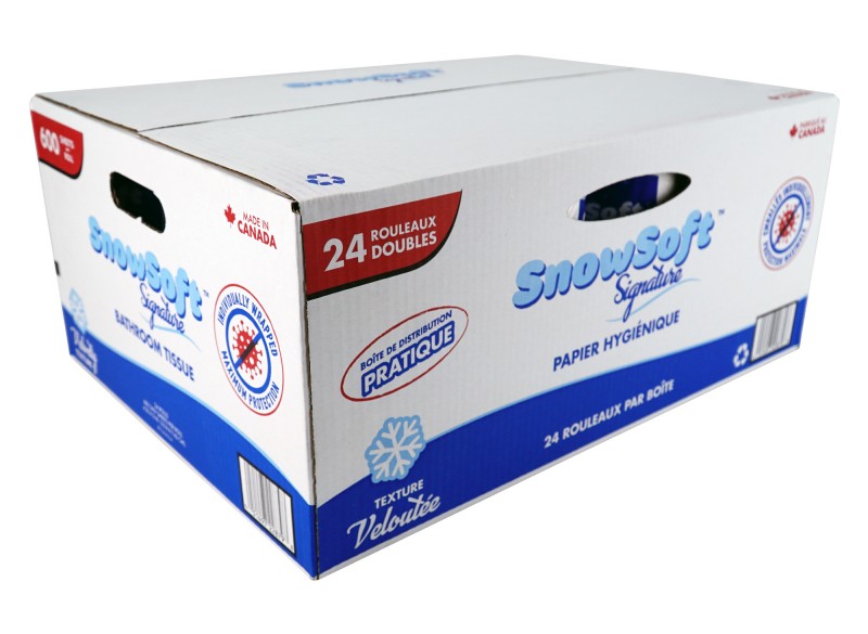 Papier hygiénique vierge Snow Soft Signature - 2 épaisseurs - 24 rouleaux de 600 feuilles - 24600SS