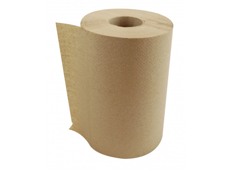 Hand Paper Towel - 8" (20 cm) Wide - 350' (106 m) Roll - Box of 12 Rolls - Brown