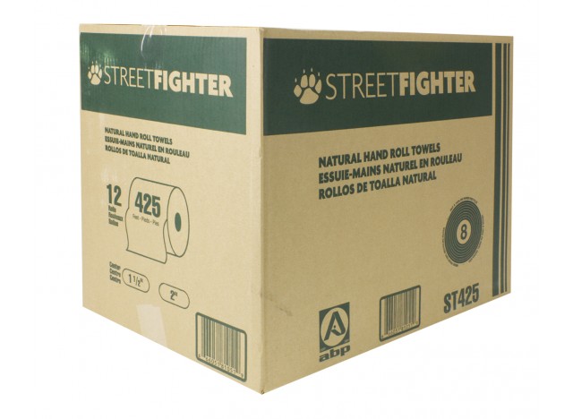 Paper Hand Towel - Roll of 425' (129.5 m) - Box of 12 Rolls - Brown - Streetfighter ABP ST425