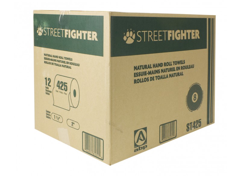 Paper Hand Towel - Roll of 425' (129.5 m) - Box of 12 Rolls - Brown - Streetfighter ABP ST425