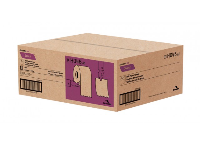 Paper Hand Towel - 7.8" (19.8 cm) - Width - Roll of 425' (129.5 m) - Box of 12 Rolls - Brown - Cascades Pro H045