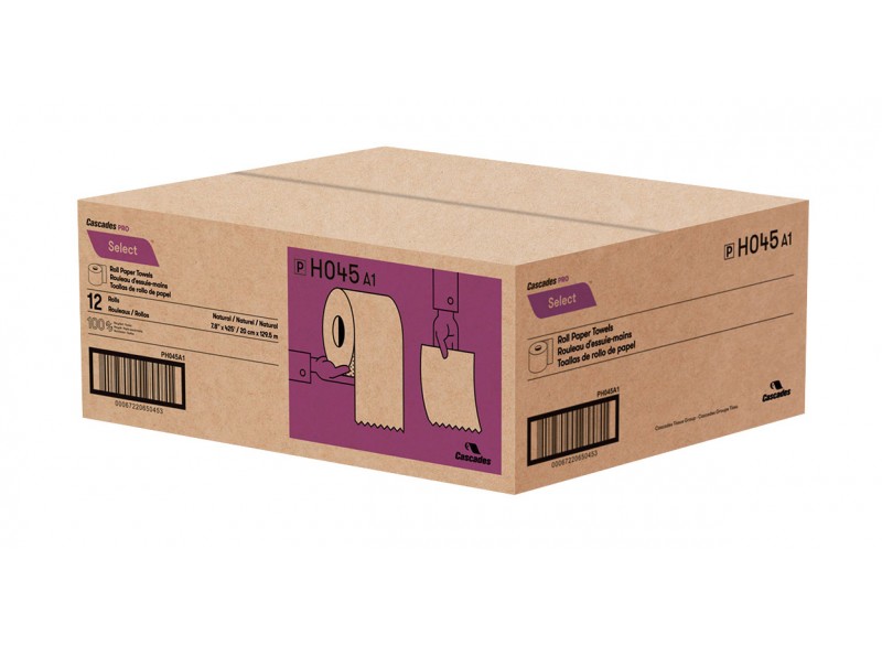 Paper Hand Towel - 7.8" (19.8 cm) - Width - Roll of 425' (129.5 m) - Box of 12 Rolls - Brown - Cascades Pro H045