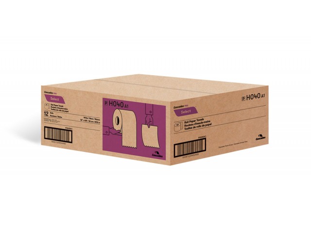 Paper Hand Towel - 7.8" (19.8 cm) - Width - Roll of 425' (129.5 m) - Box of 12 Rolls - White - Cascades Pro H040