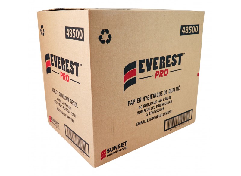 Papier hygiénique de qualité - 2 épaisseurs - 48 rouleaux de 500 feuilles - SUNSET Everest Pro 48500