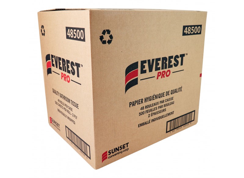 Quality Bathroom Tissue - 2-Ply - Box of 48 Rolls of 500 Sheets - SUNSET Everest Pro 48500